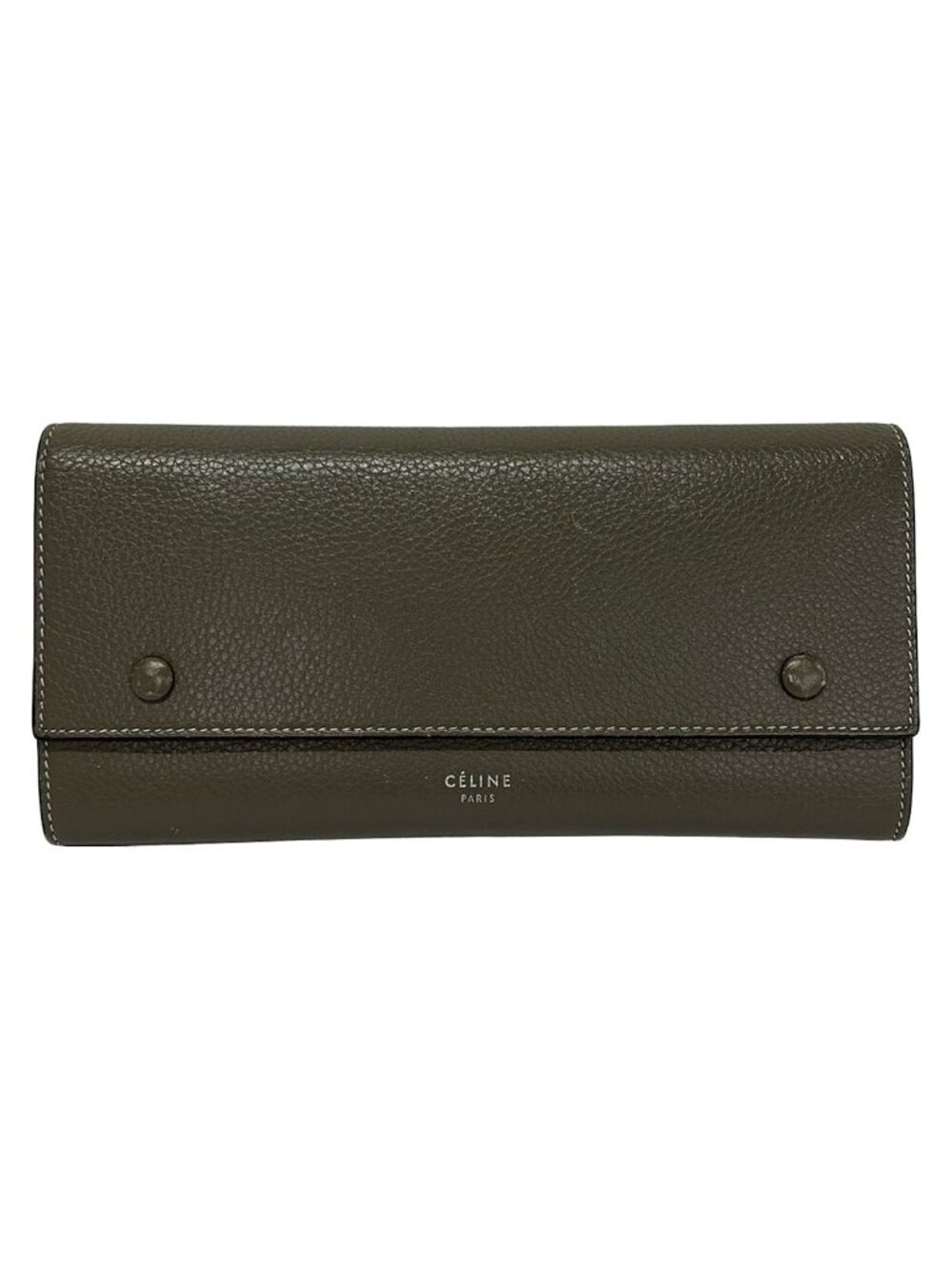 Celine Wallet Large Flap Multi Function Gray Leather